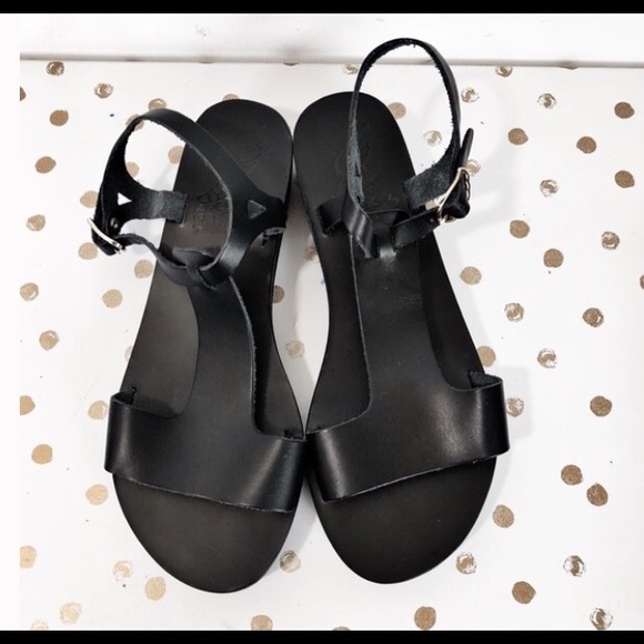 Ancient Greek leather Platform Wedge Sandals - Picture 2 of 6